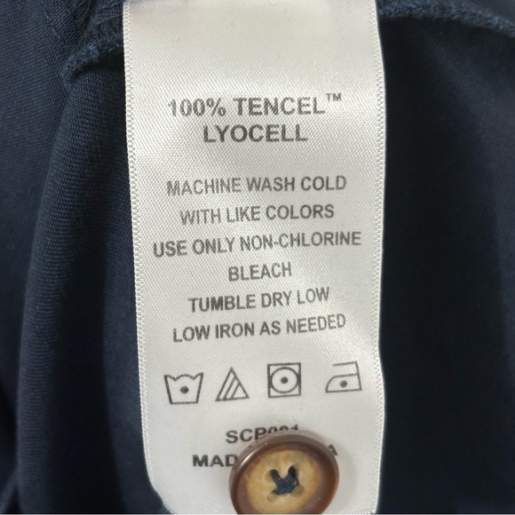 NWT Quince Vintage Wash Tencel Button Front Dress Sz  L Blue - Picture 6 of 6